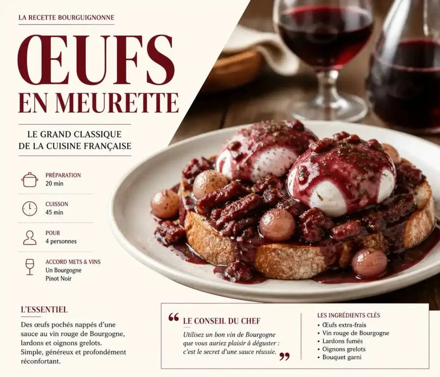 Œufs en meurette, plat emblématique des meilleurs restaurants Dijon 2026