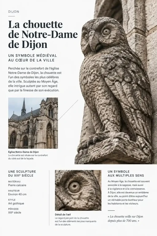La célèbre chouette de Dijon, point de repère pour visiter Dijon centre.