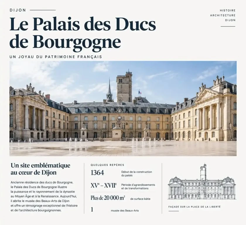 Palais des Ducs de Bourgogne, incontournable pour visiter Dijon centre.