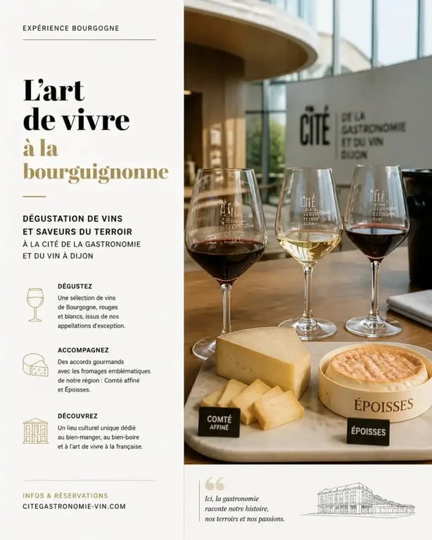 Dégustation de vins et fromages à l'École des Vins de Bourgogne à Dijon