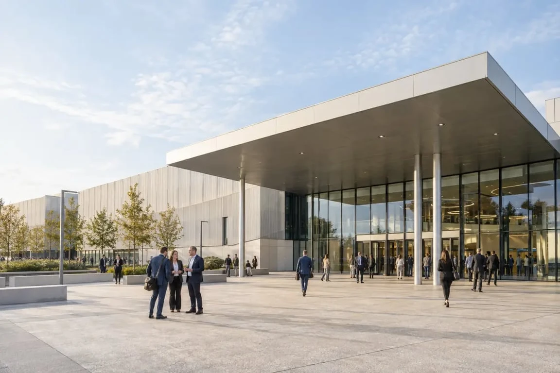 Vue extérieure du parc des expositions de Dijon boulevard de Champagne