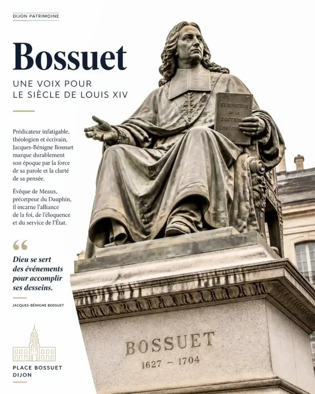 Statue de Bossuet sur la place Bossuet à Dijon