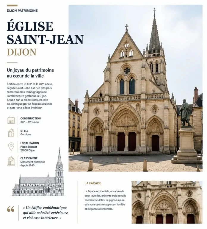 Église Saint-Jean située sur la place Bossuet à Dijon