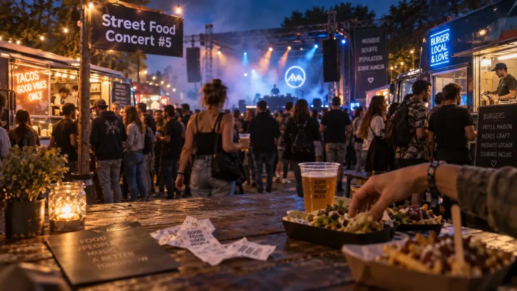 Street food concert dijon : table, tickets et DJ sur scène