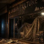 Urban culture dijon : magasin streetwear fermé à Dijon, vitrine abandonnée