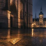 Ruelle du centre de Dijon : pavés humides, parcours de la Chouette, Notre-Dame