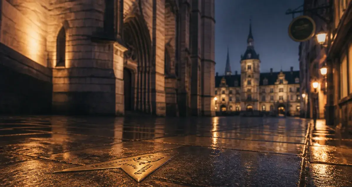 Ruelle du centre de Dijon : pavés humides, parcours de la Chouette, Notre-Dame