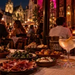 Bodega Les Halles Dijon, bar à tapas festif sur la terrasse